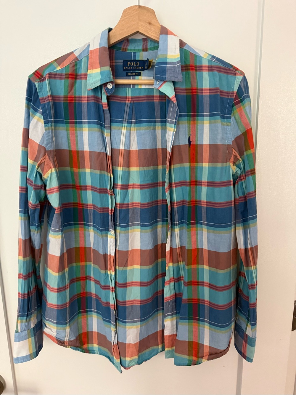 Ralph Lauren Plaid Button-Down Shirt in Blue, Teal & Brown